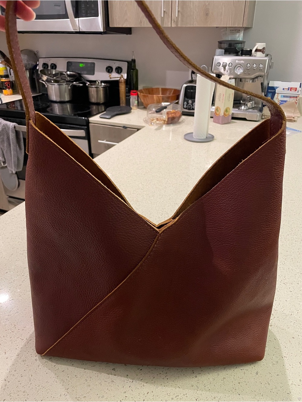 Portland Leather Naomi Nutmeg Brown Leather Slouchy Shoulder Bag Oversized